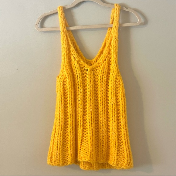 Zara Tops - Zara Chunky Knit Yellow Tank Sweater Vest Boho Slouchy Top Small